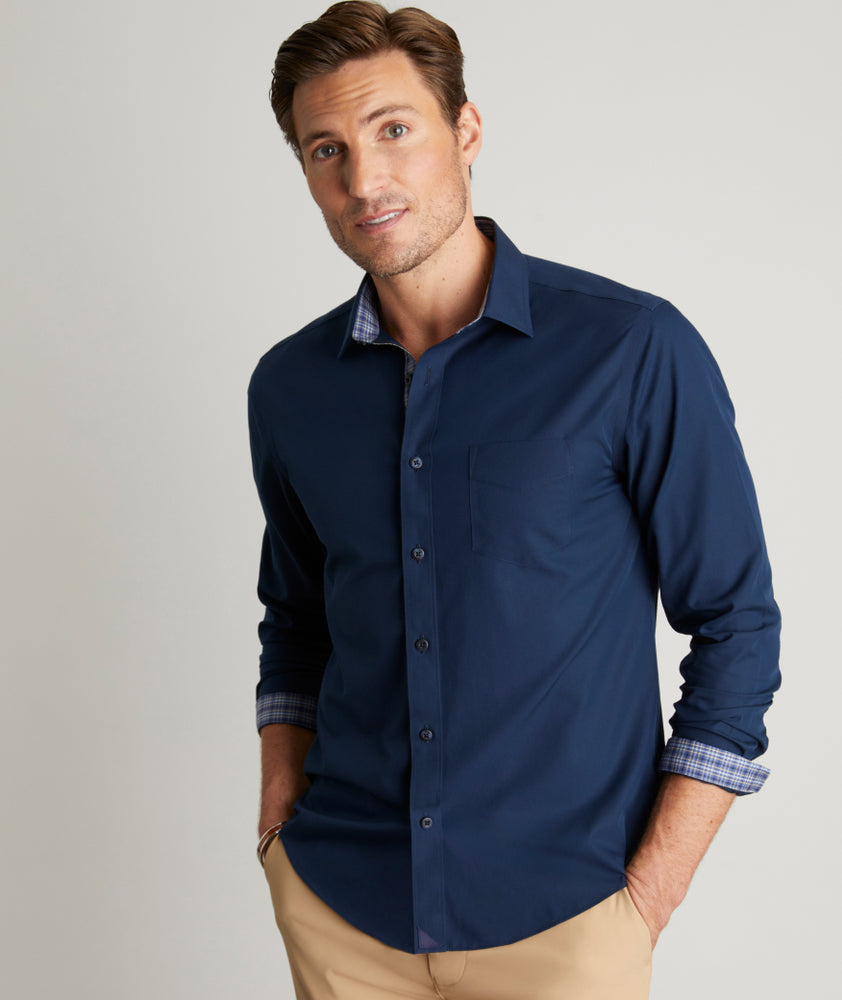 Wrinkle-Free Carpenter Shirt Navy With Contrast Cuff | UNTUCKit