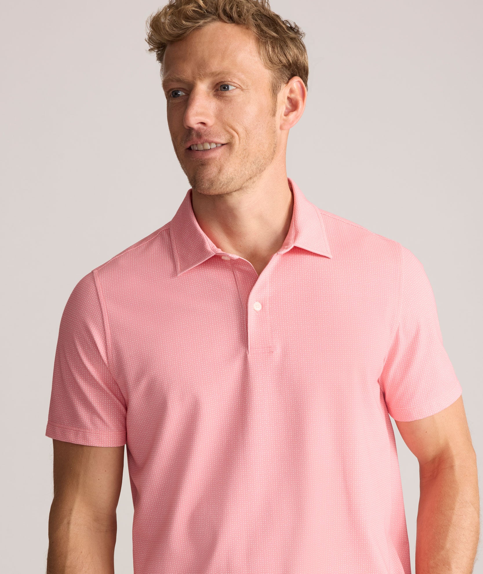 トップス wonton POLARTEC Little Bit Short T Printed CottonTek™ Polo Pink Triangle Print | UNTUCKit