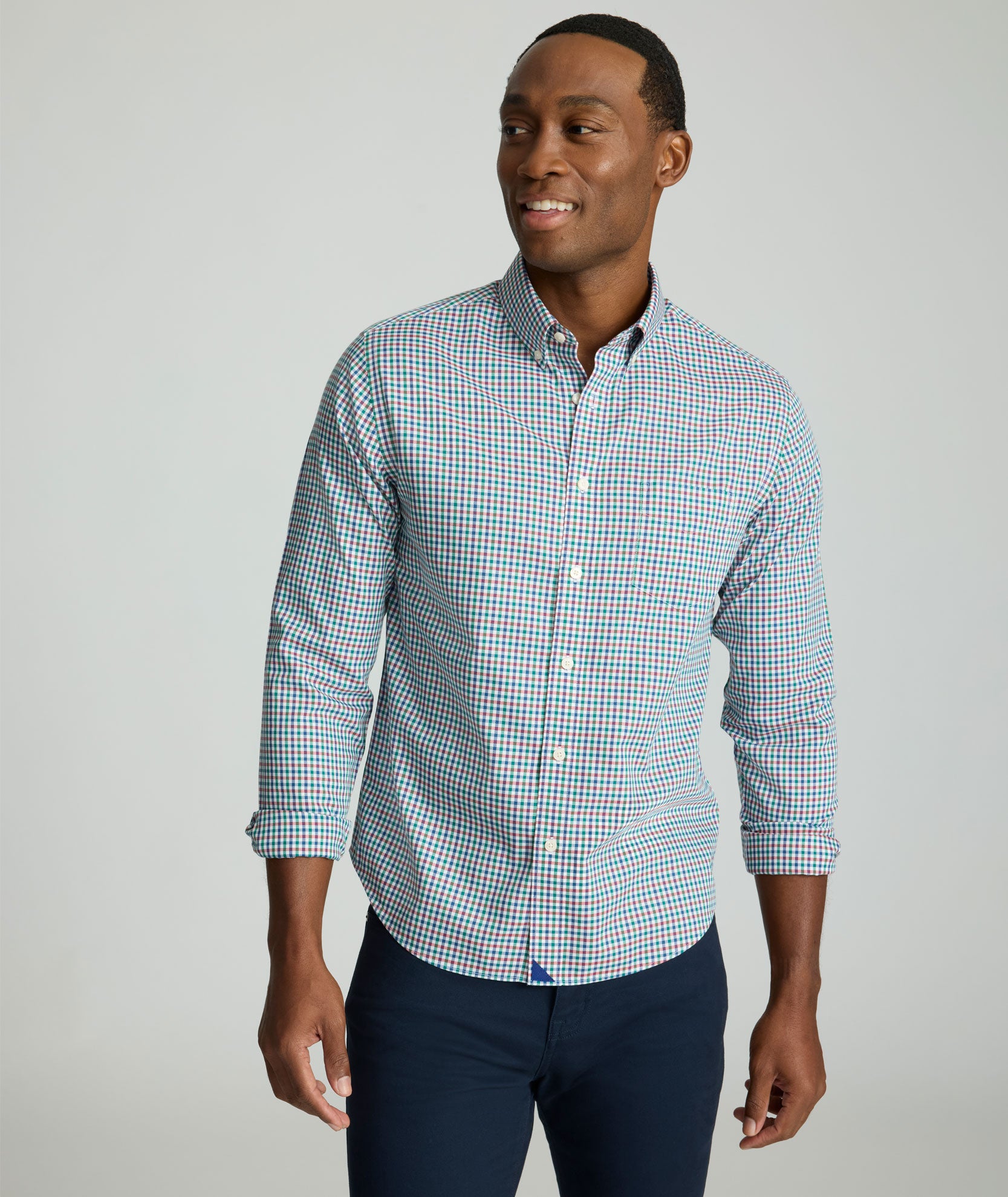Wrinkle-Free Pomerose Shirt Red & Green Plaid | UNTUCKit