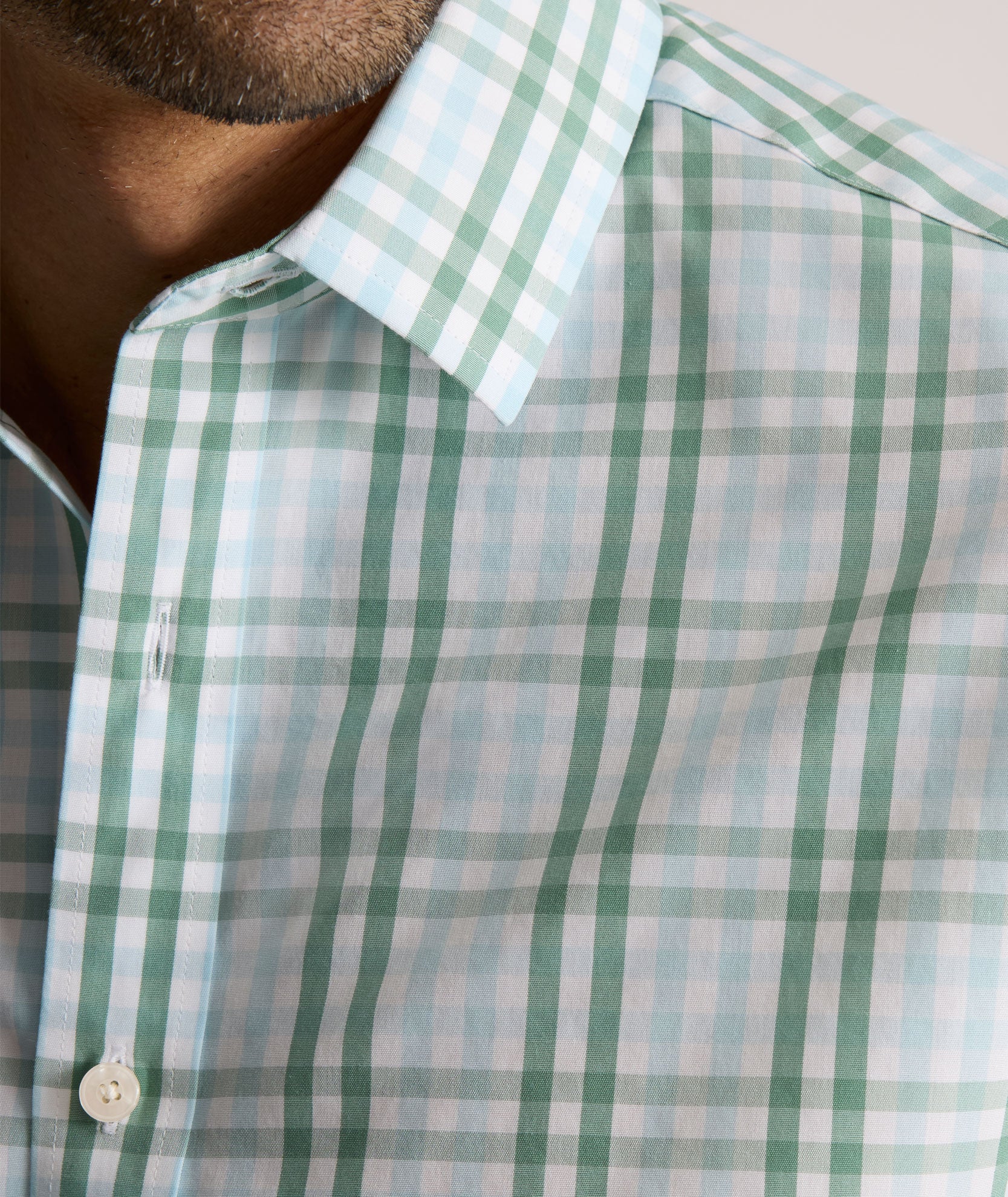 Wrinkle-Free Quigley Shirt Light Blue & Green Check | UNTUCKit
