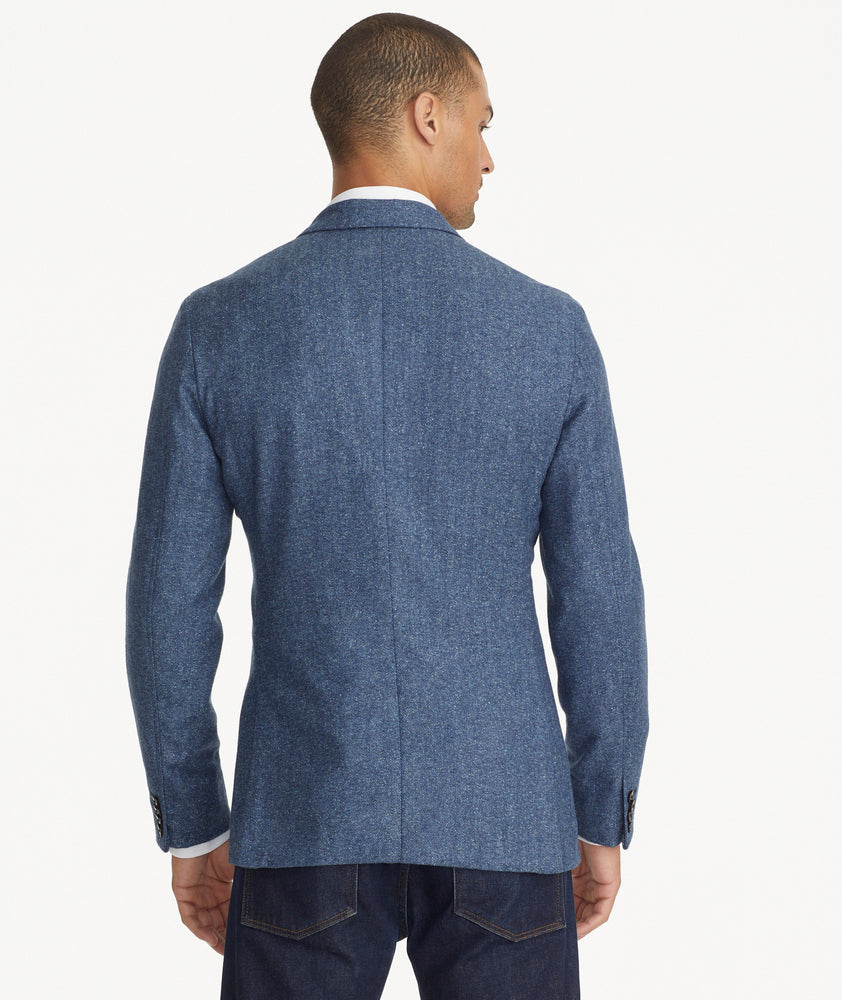 Men's Blue Herringbone Casual Chore Jacket
