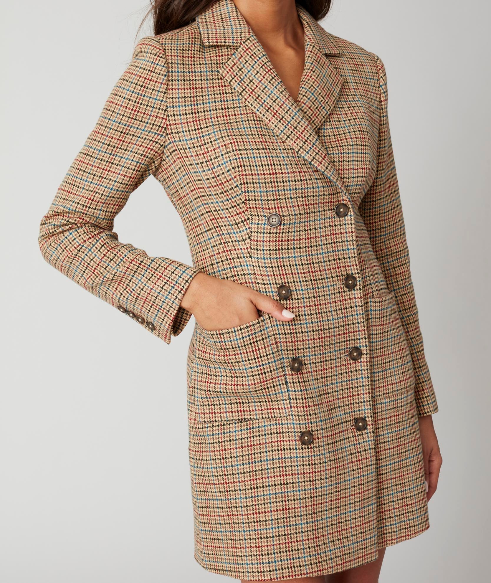 Houndstooth Reena Blazer Dress Mini Check Plaid UNTUCKit