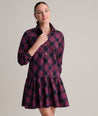 Model is wearing UNTUCKit Reese Dress in plaid. 