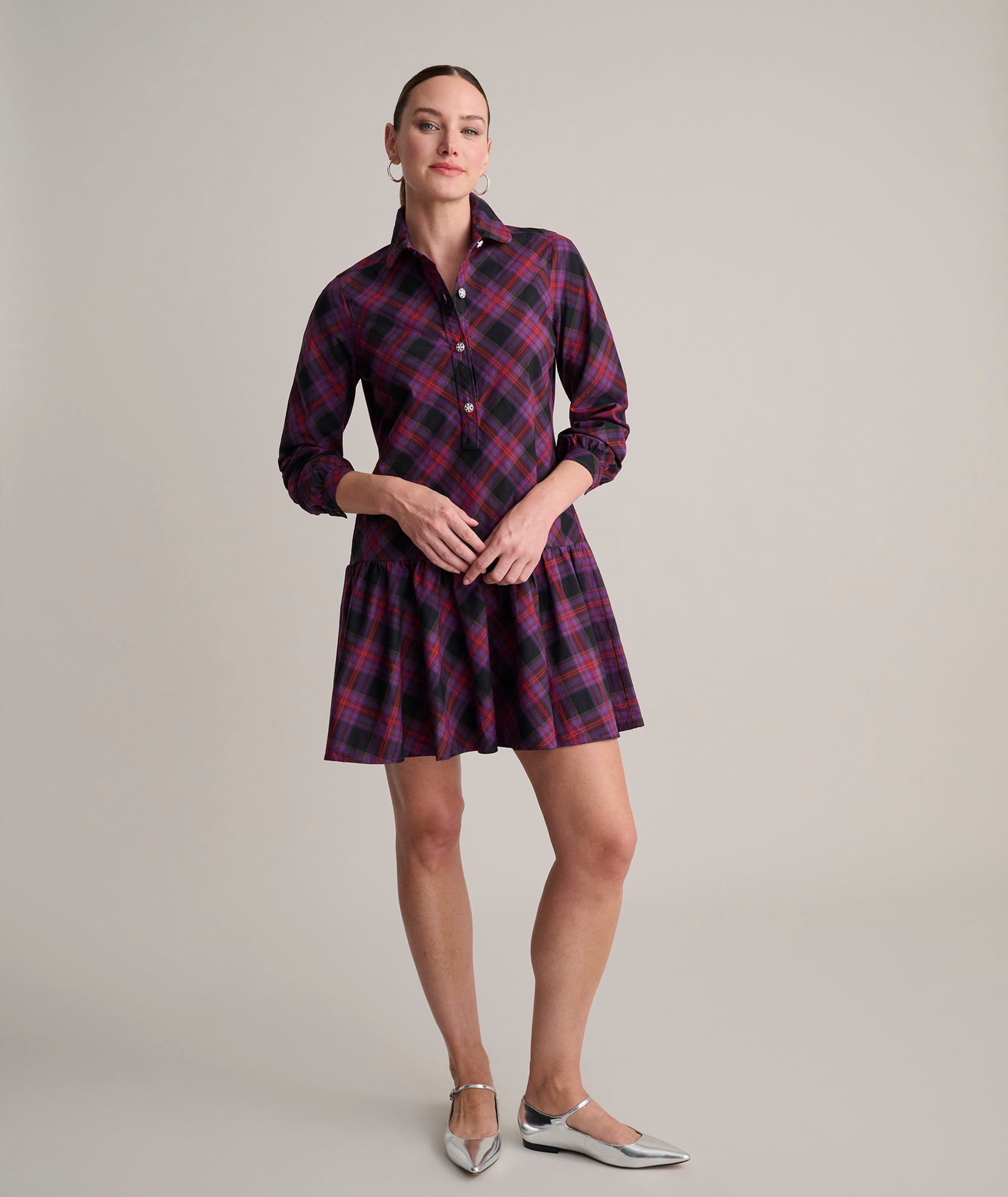 fitted lace wedding dress The Lavender Light & Dark Purple Plaid 3XL / Light & Dark Purple Plaid main image 1