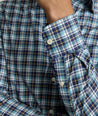 Model is wearing UNTUCKit Reiner performance shirt. 