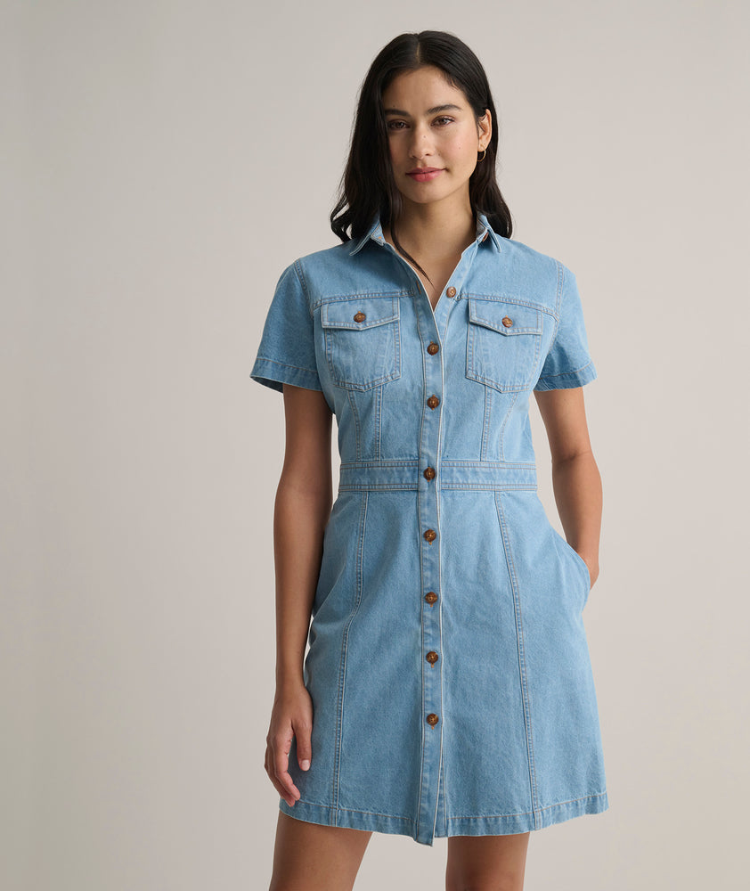 Denim Short-Sleeve Renee Shirtdress Light Wash Denim | UNTUCKit Denim Short-Sleeve Renee Shirtdress Light Wash Denim | UNTUCKit