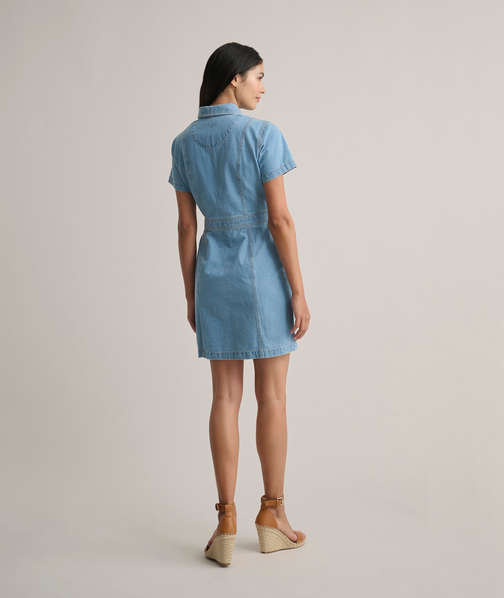 Denim Short-Sleeve Renee Shirtdress Light Wash Denim Denim Short-Sleeve Renee Shirtdress Light Wash Denim