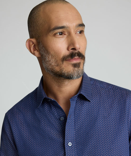 Wrinkle-Free Rigby Shirt Navy Print | UNTUCKit