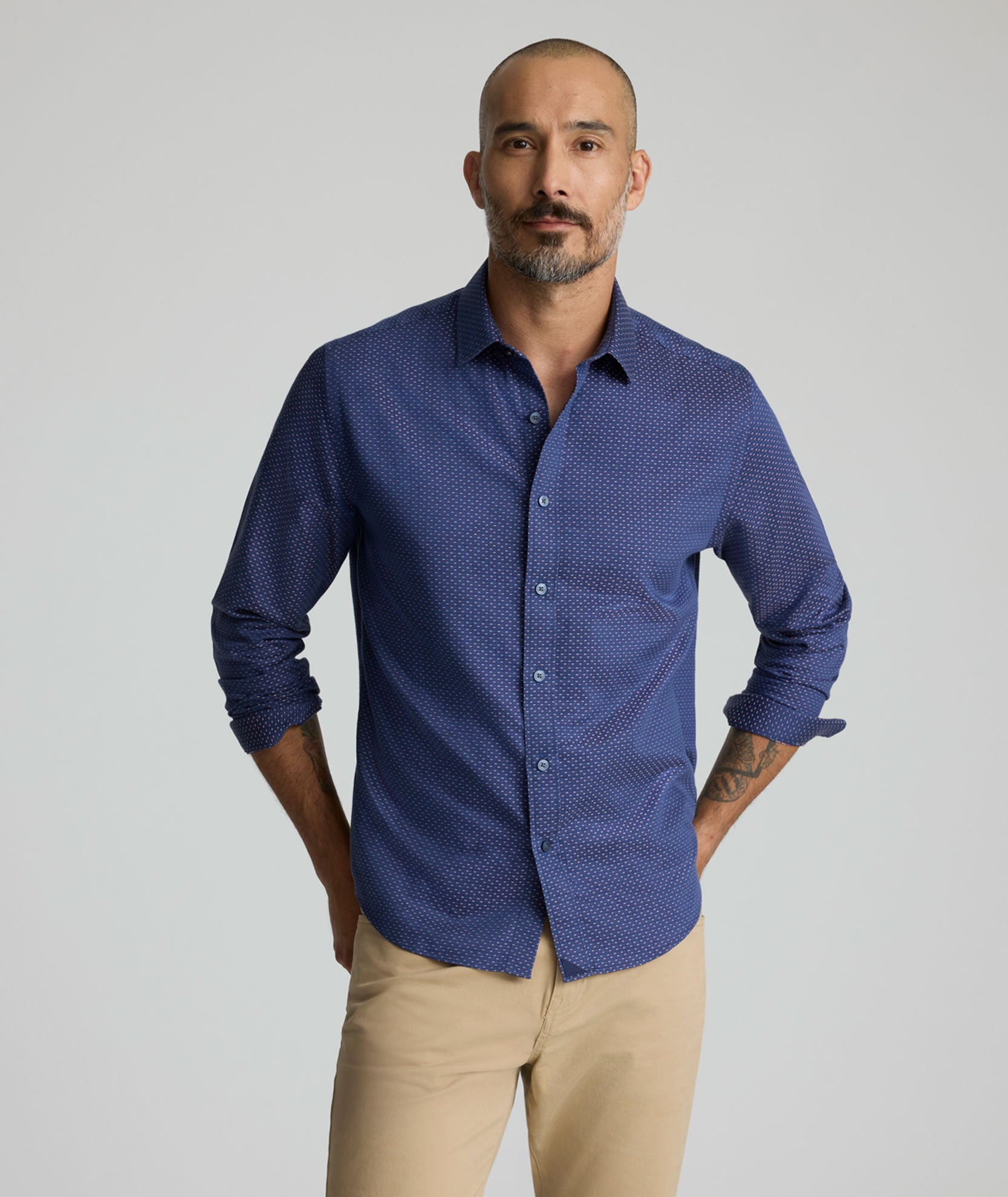 Wrinkle-Free Rigby Shirt Navy Print | UNTUCKit