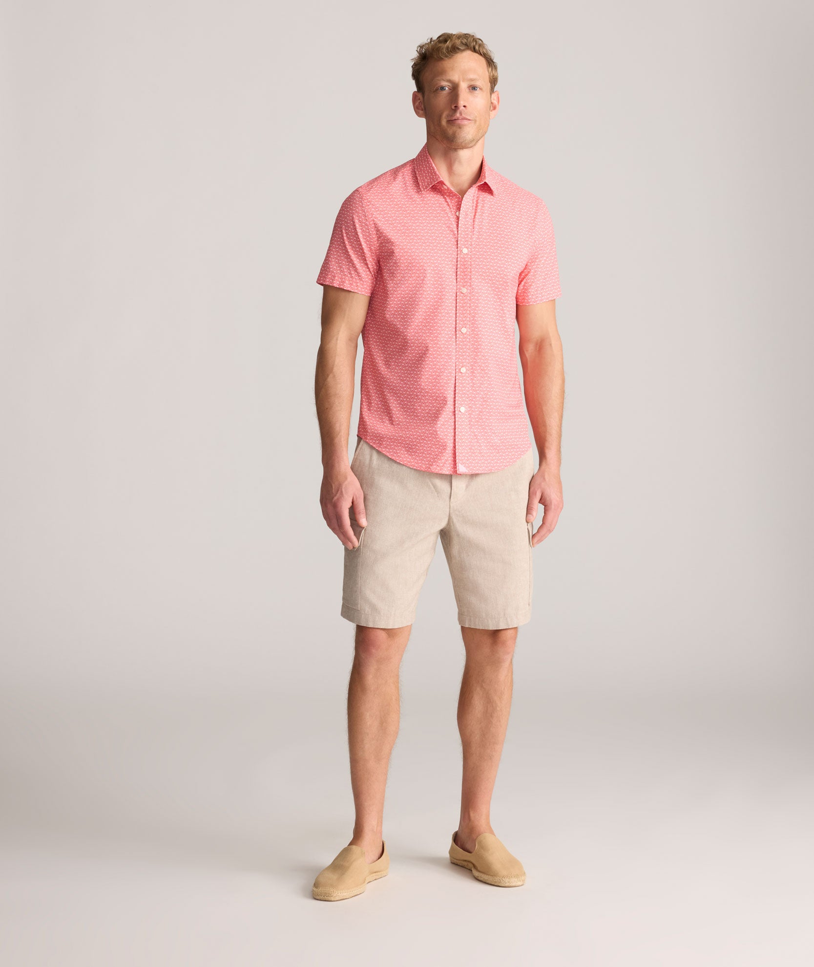 tan dress shorts Linen-Cotton Utility Shorts Tan