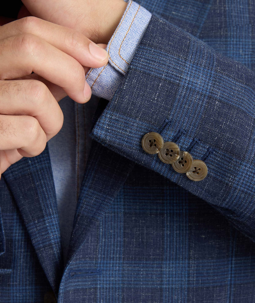 Model wearing a navy Sport Coat.