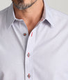 Model wearing a Grey Wrinkle-Free Rubican Shirt