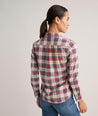 Model is wearing UNTUCKit Cotton Plaid Sadie Shirt.