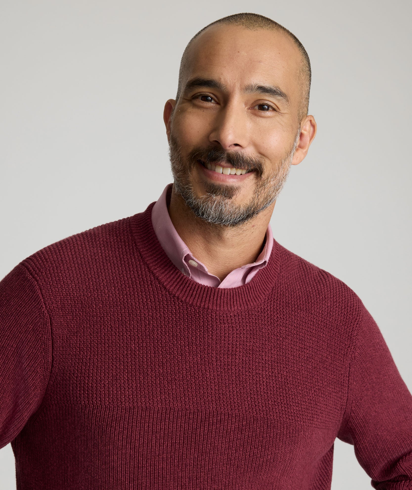 Ribbed Crewneck Sweater Maroon | UNTUCKit
