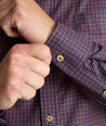 Model is wearing UNTUCKit Wrinkle-Free Serfield Shirt in Multicolor Check.