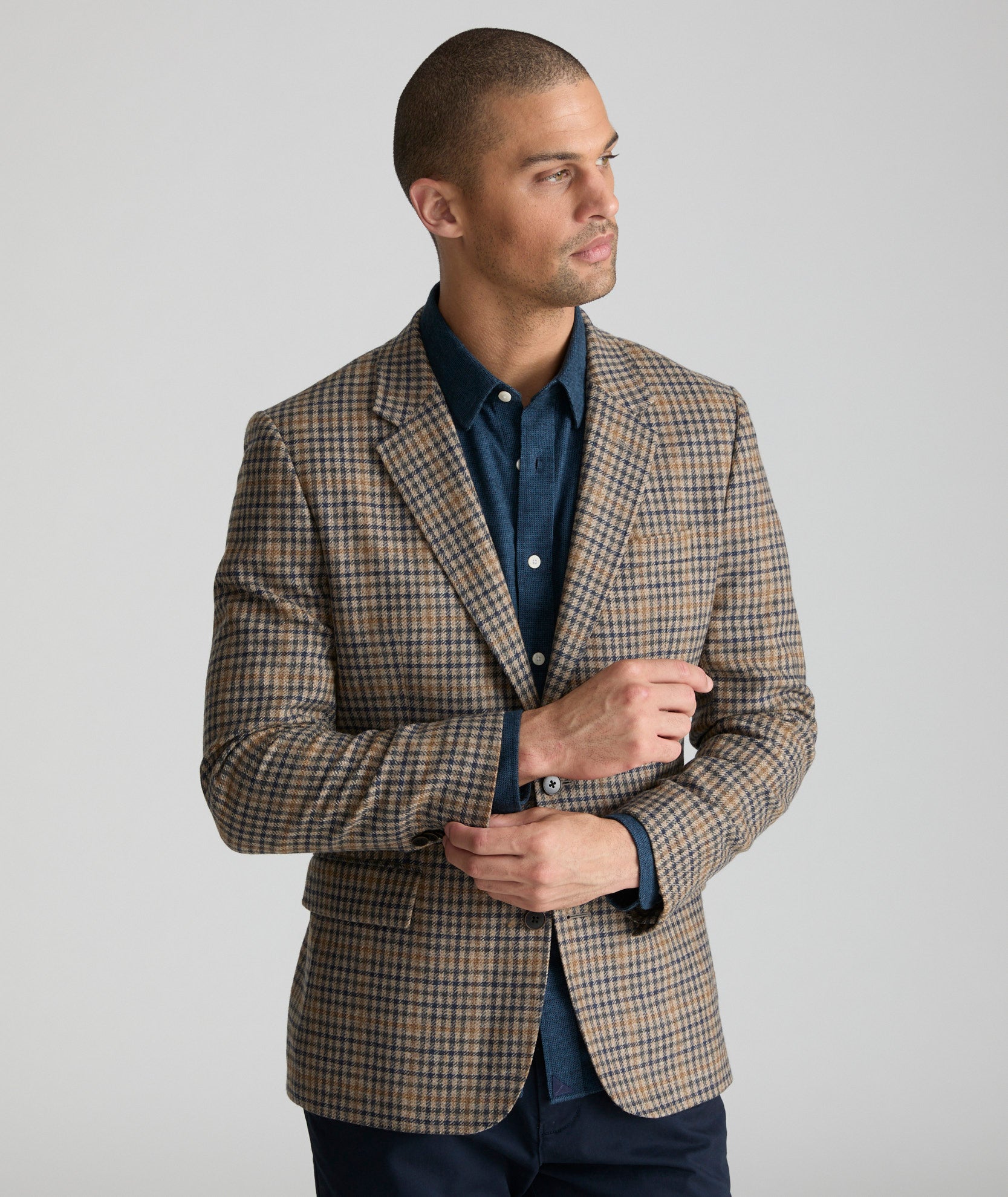 Gingham wool coat outlet