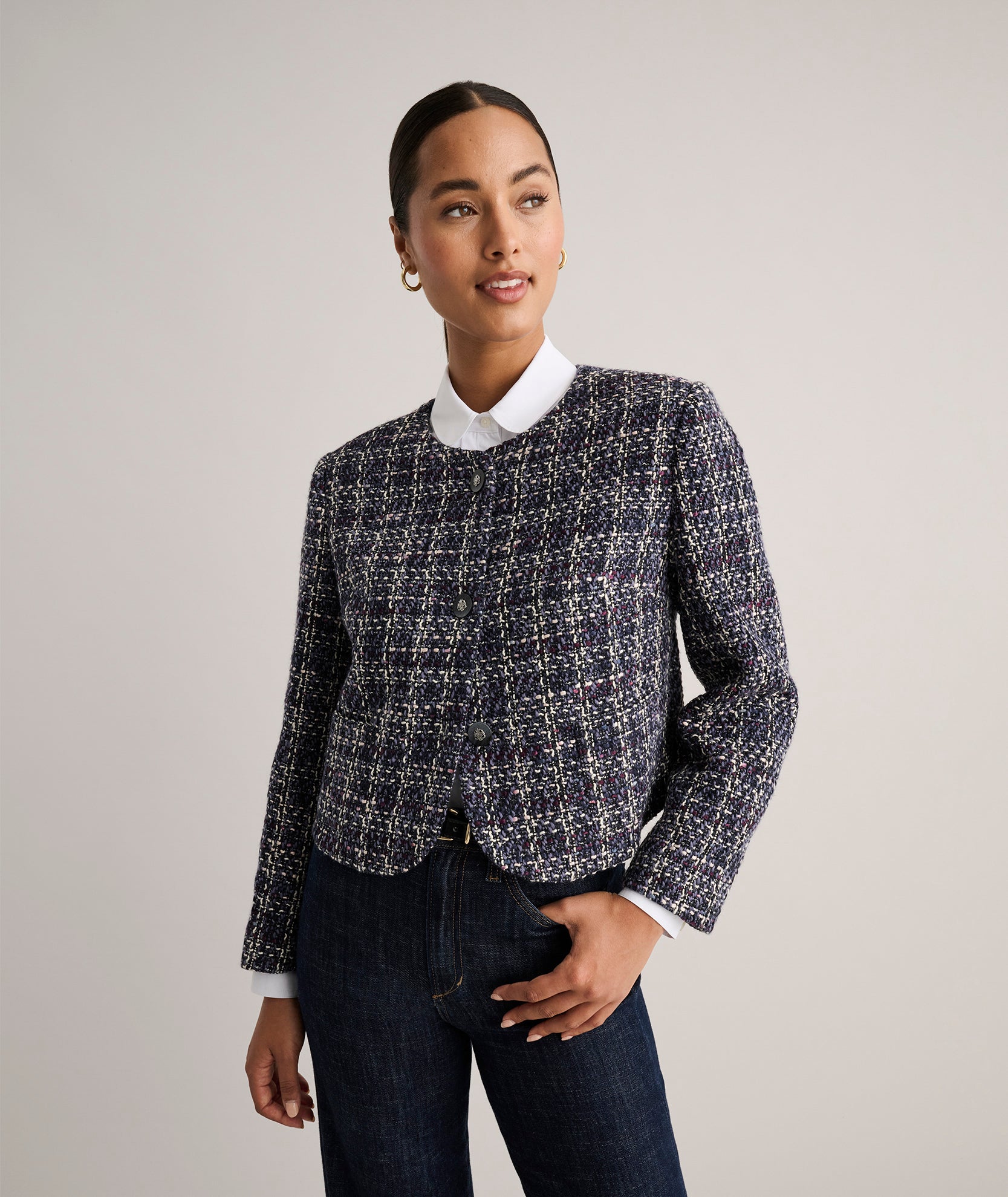 Tweed Cropped Shay Jacket Tweed Multi | UNTUCKit