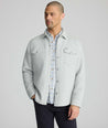 Model is wearing UNTUCKit BRAUNFIELD in GREY.