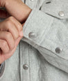 Model is wearing UNTUCKit BRAUNFIELD in GREY.