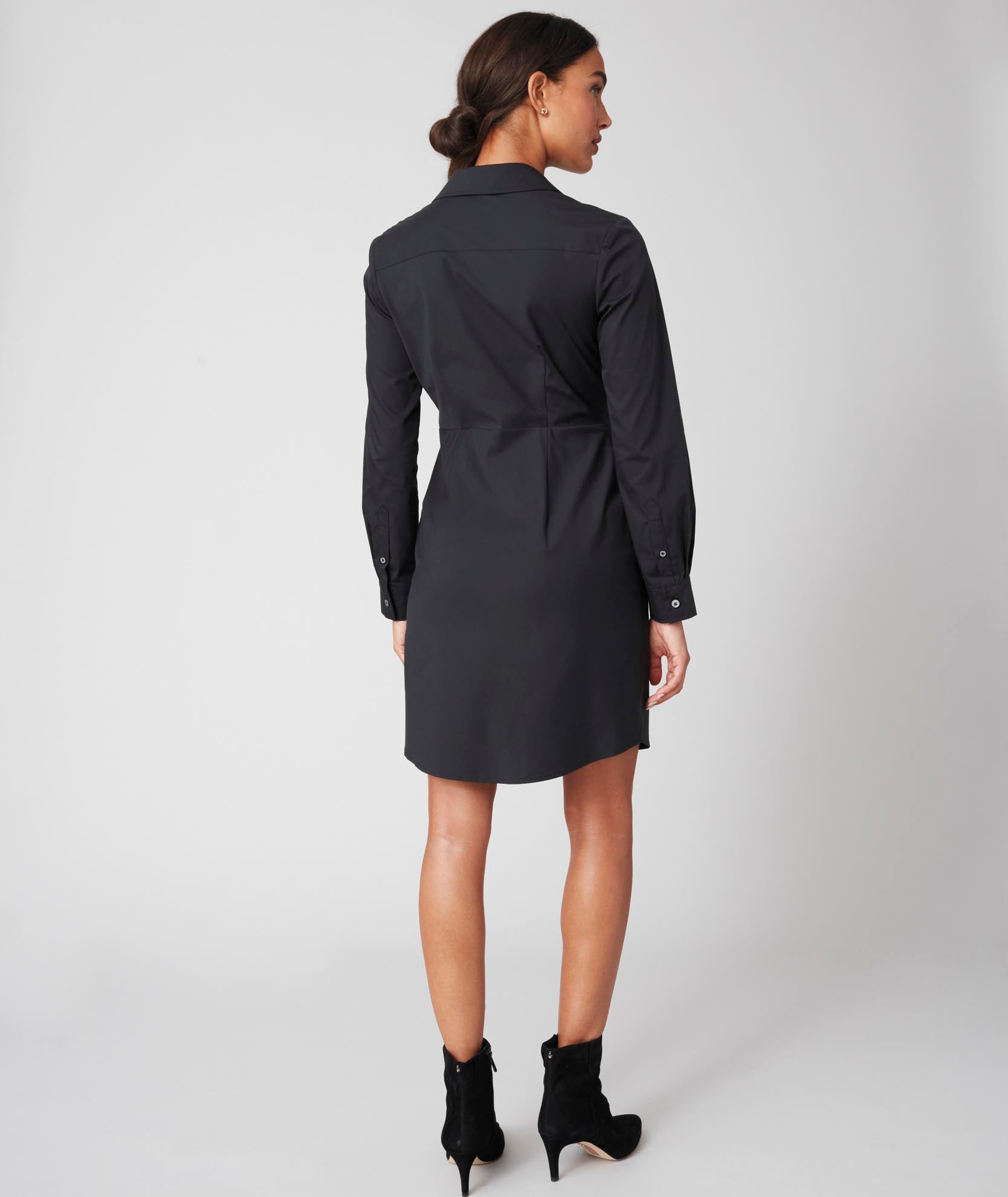 Stretch Cotton Sinead Shirt Dress Solid Black UNTUCKit
