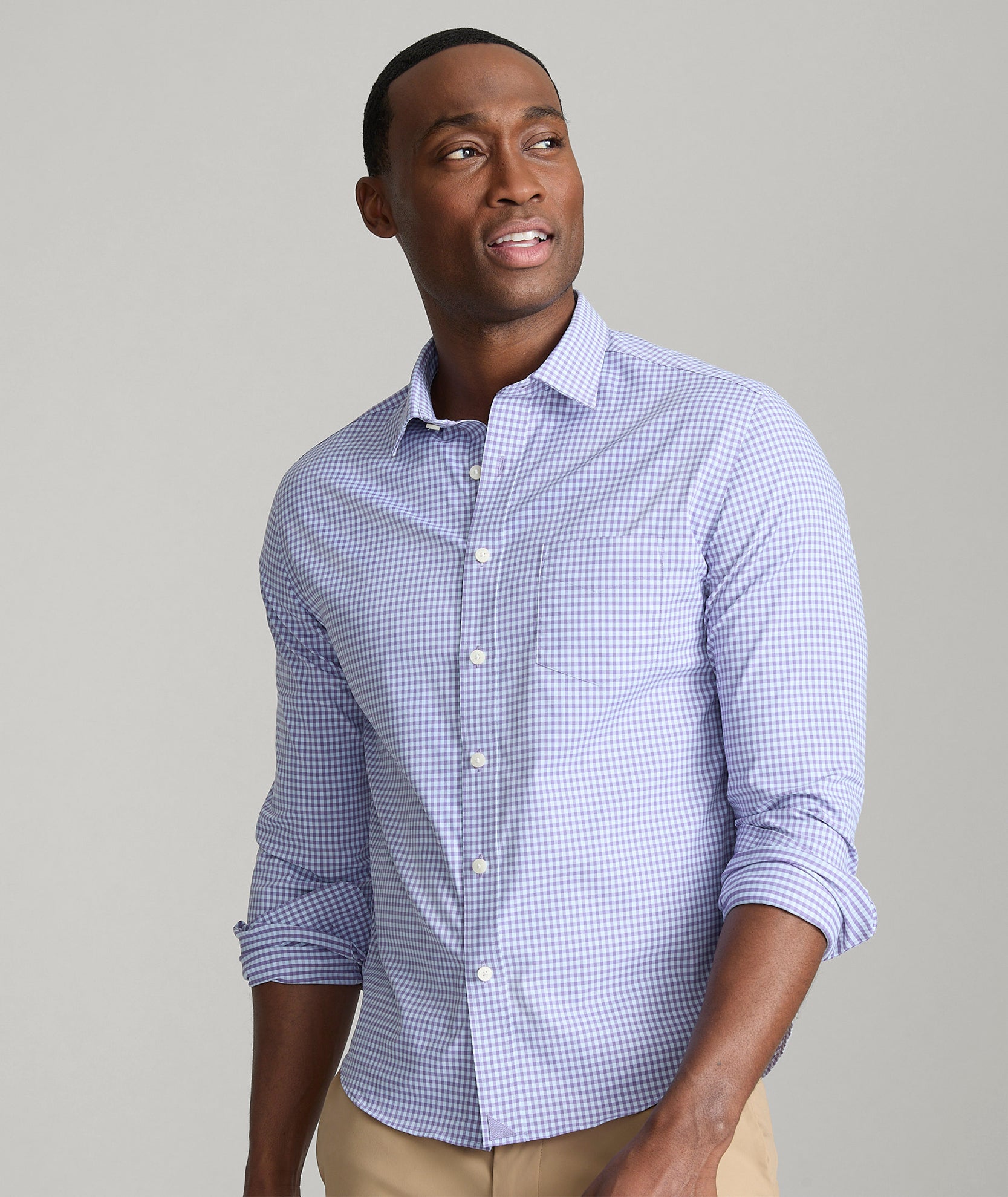 Performance Shirt With Pocket Starling | Purple Gingham