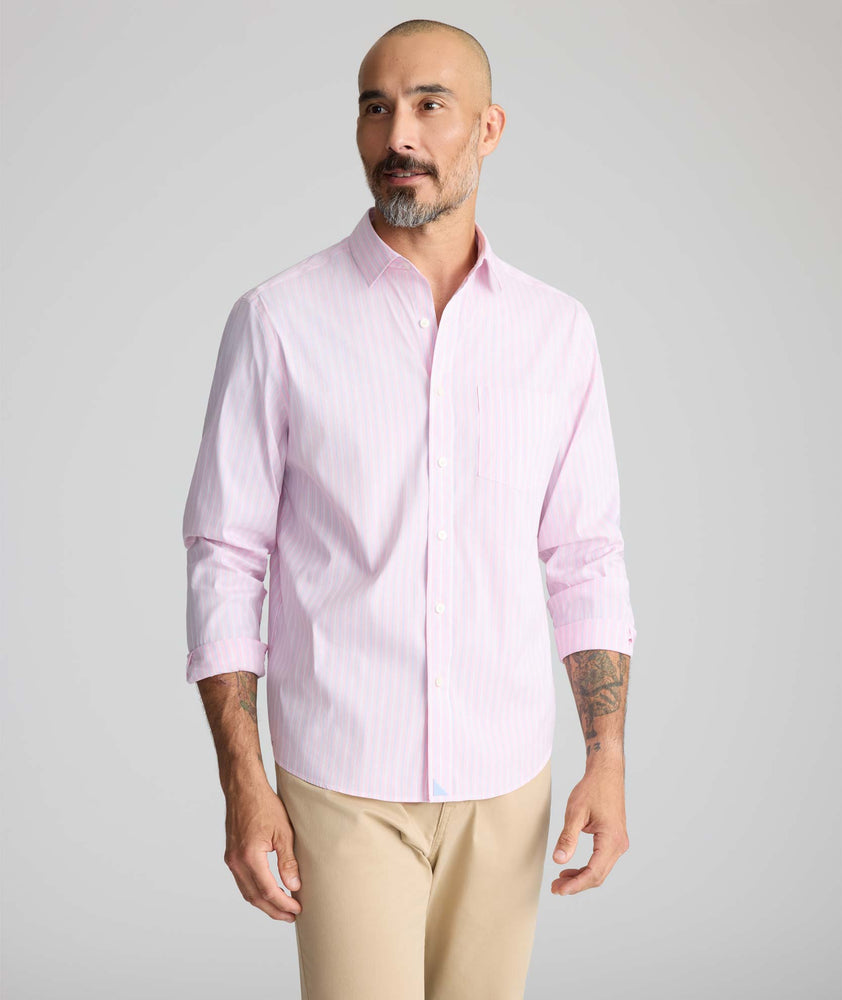 Model is wearing UNTUCKit CottonTek™ Sterling Shirt. 