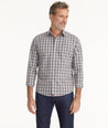 Model is wearing UNTUCKit Wrinkle-Free Teleda Shirt.