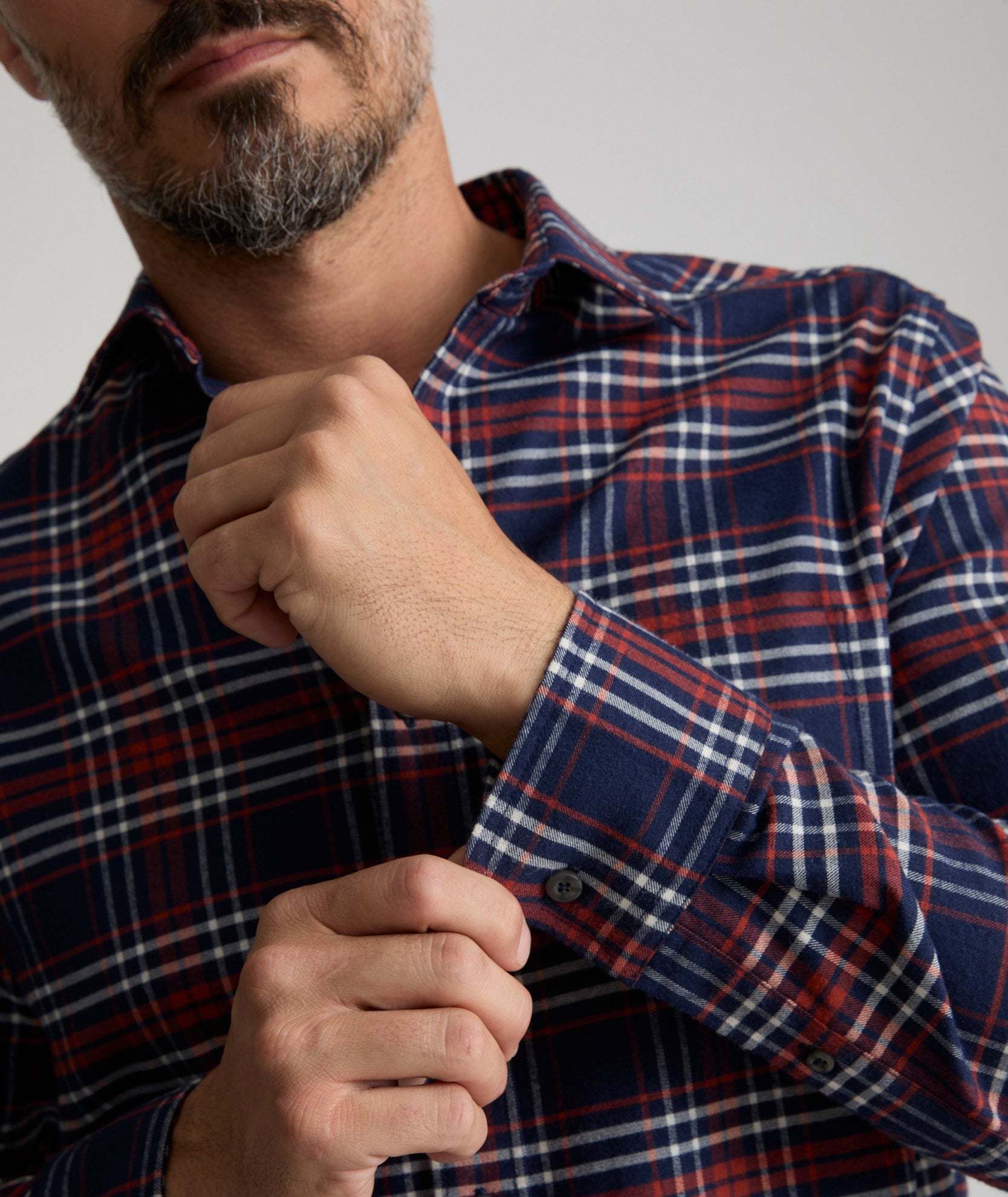 Performance Flannel Trezari Shirt Navy Red & White Plaid | UNTUCKit