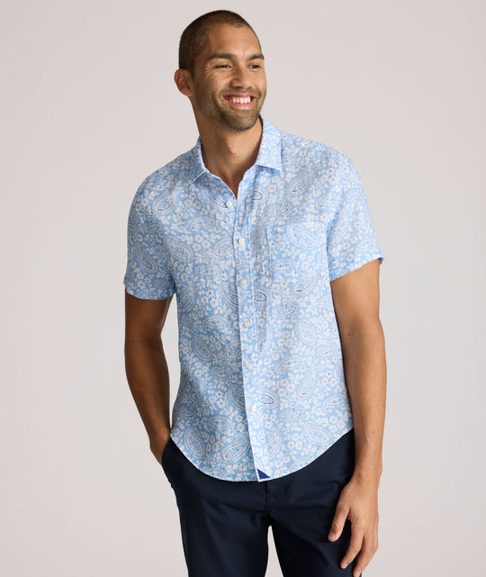 【MODERNIF】Ness Linen Like Short Sleeve Shirt Linen jersey shirt with short sleeves – 100% Capri