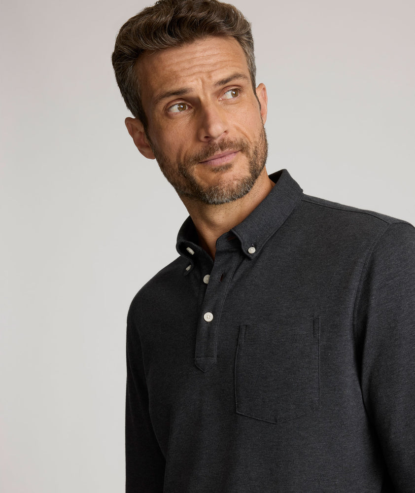 Wrinkle-Free Button-Down Polo