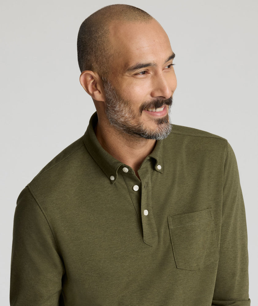 Wrinkle-Free Button-Down Polo