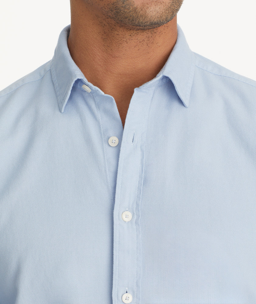 Cotton Pique Velasco Shirt Light Blue | Garment Dyed Cotton Pique ...