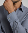 Model is wearing UNTUCKit Veneto wrinkle-free shirt. 