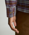 Model is wearing UNTUCKit verona button down. 
