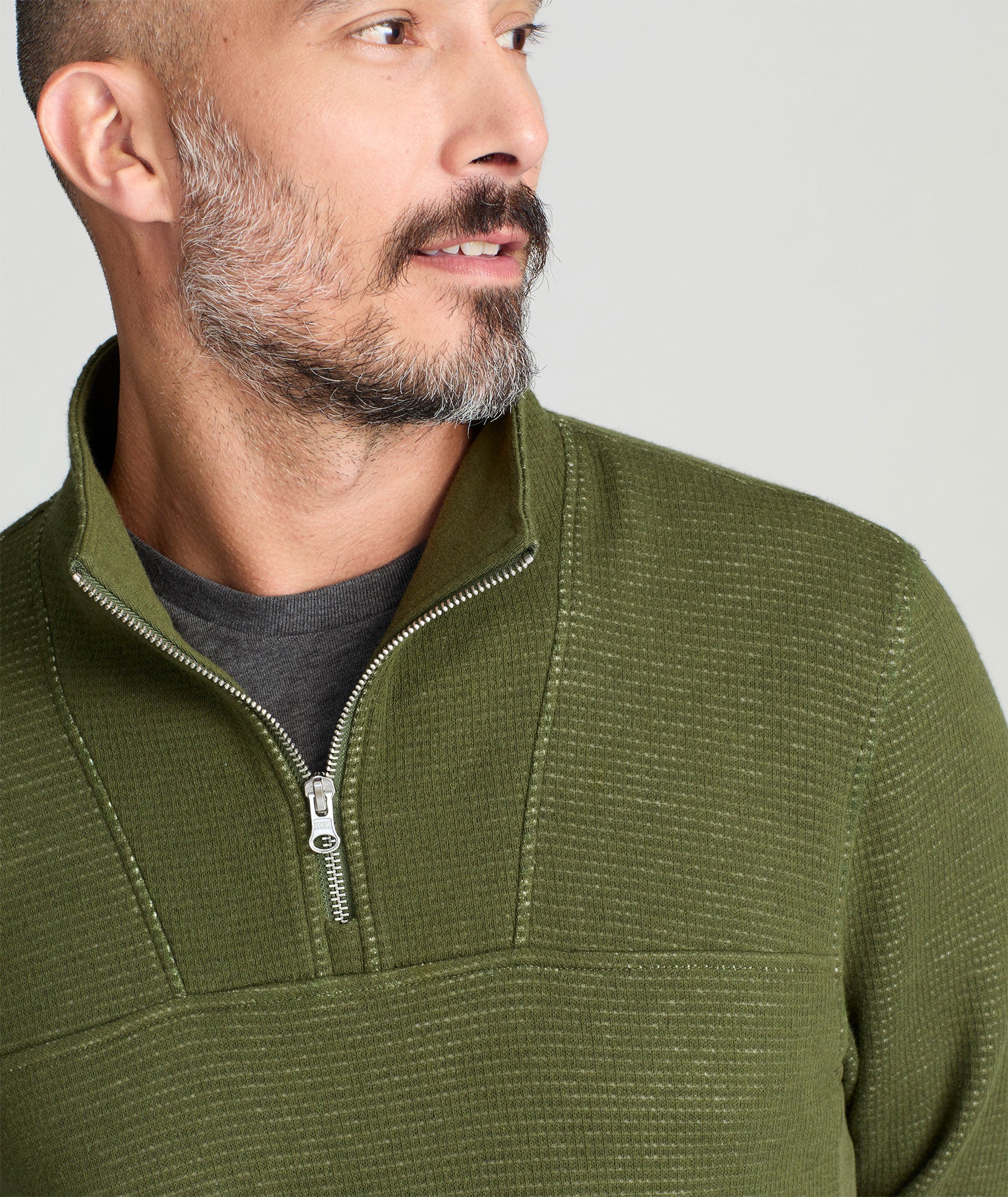 Textured Quarter Zip Sweater Green UNTUCKit