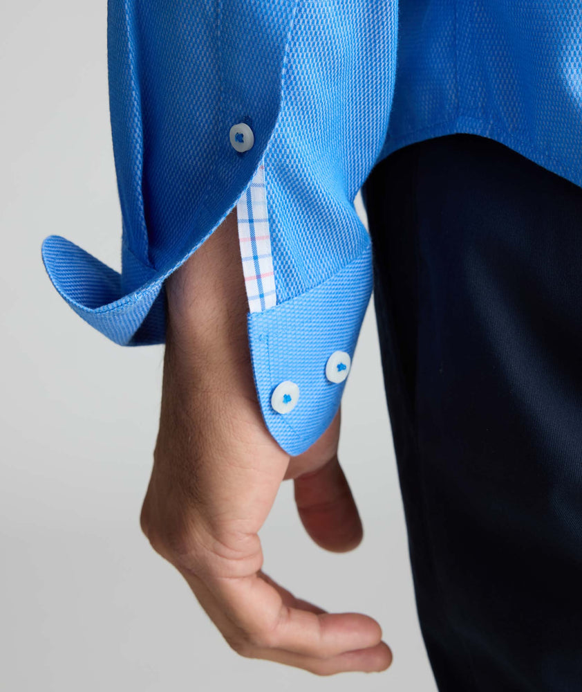 Model is wearing UNTUCKit Wrinkle-Free Vidal Shirt. 
