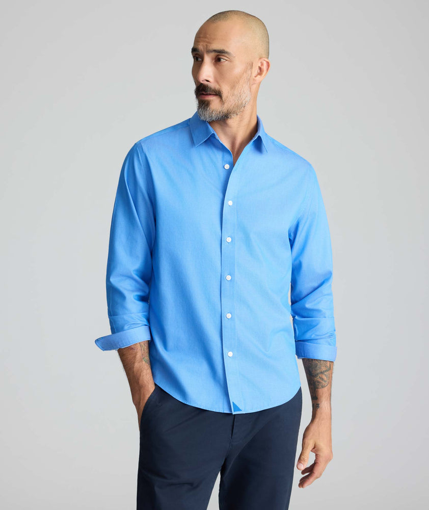 Model is wearing UNTUCKit Wrinkle-Free Vidal Shirt. 
