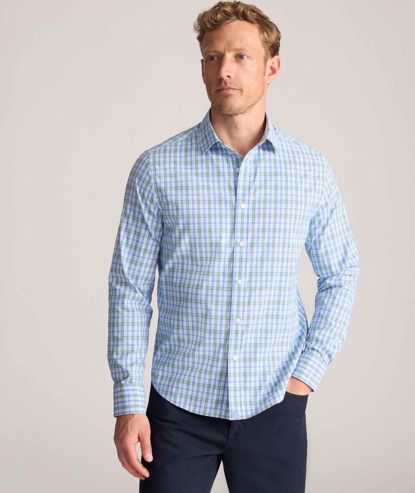 blue plaid dress shirt LINEN BUTTON DOWN SPORT day wear Light Blue Gingham Dress Shirt
