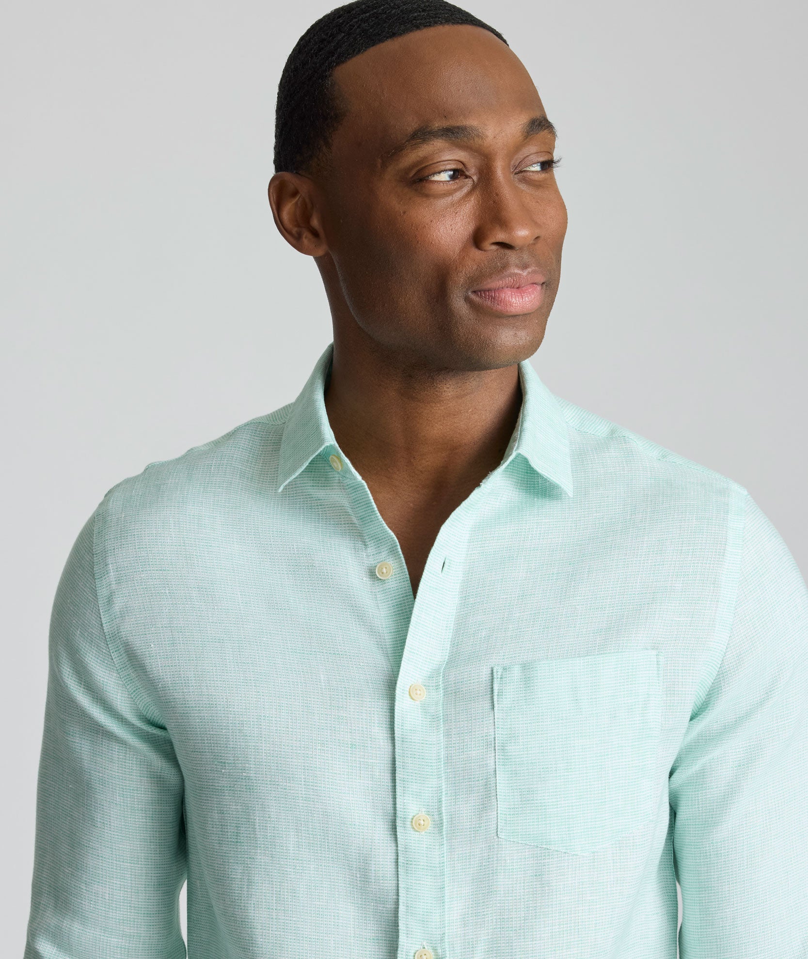 rihka cotton linen lawnsheershirt(écume) Wrinkle-Resistant Linen Wildehart Shirt Green | UNTUCKit