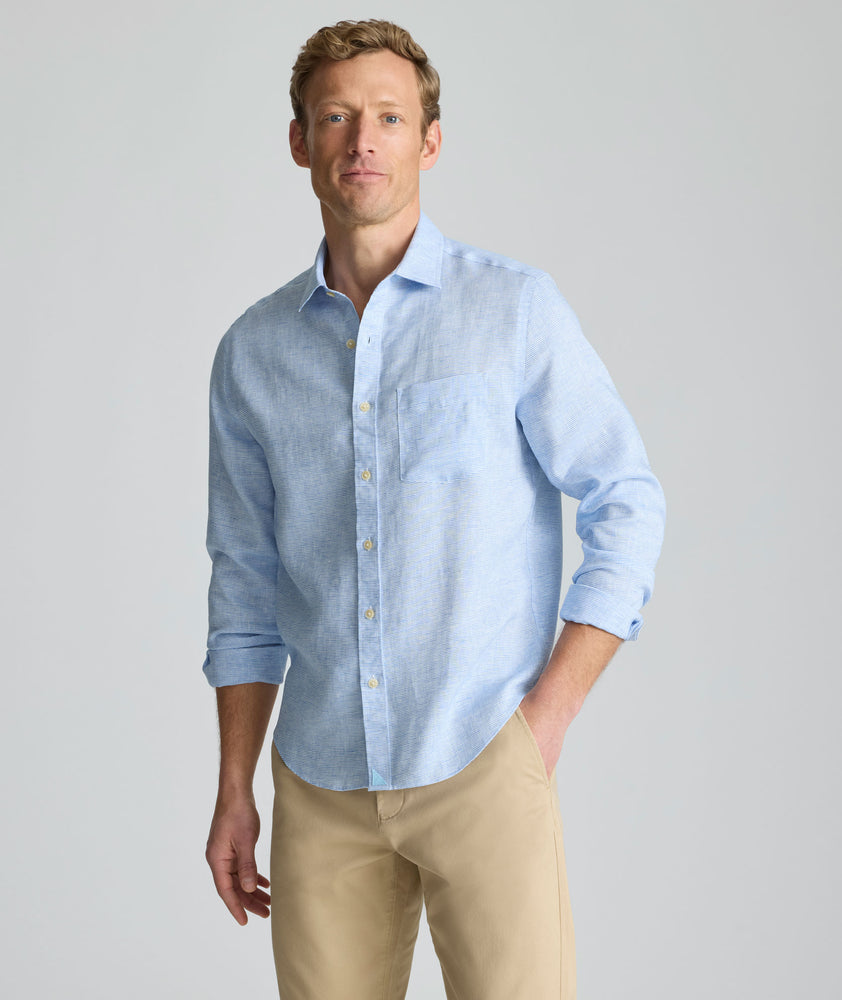 Wrinkle-Resistant Linen Wildehart Shirt Blue | UNTUCKit Wrinkle-Resistant Linen Wildehart Shirt Blue | UNTUCKit