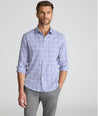 Model is wearing UNTUCKit CottonTek Winterfield Shirt. 