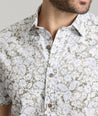 Model is wearing UNTUCKit wright short sleeve shirt. 
