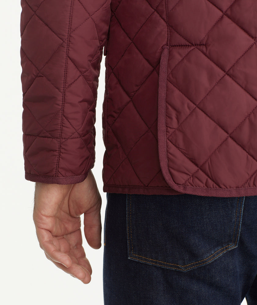Model wearing a Dark Red Quilted Field Jacket