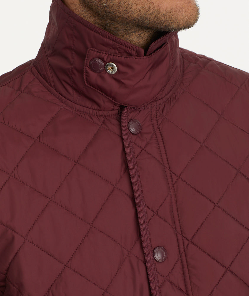 Model wearing a Dark Red Quilted Field Jacket