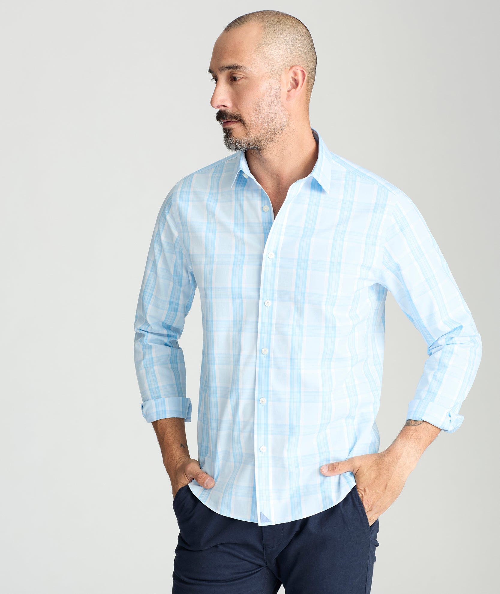 Wrinkle-Free Yates Shirt Large Blue Plaid | UNTUCKit