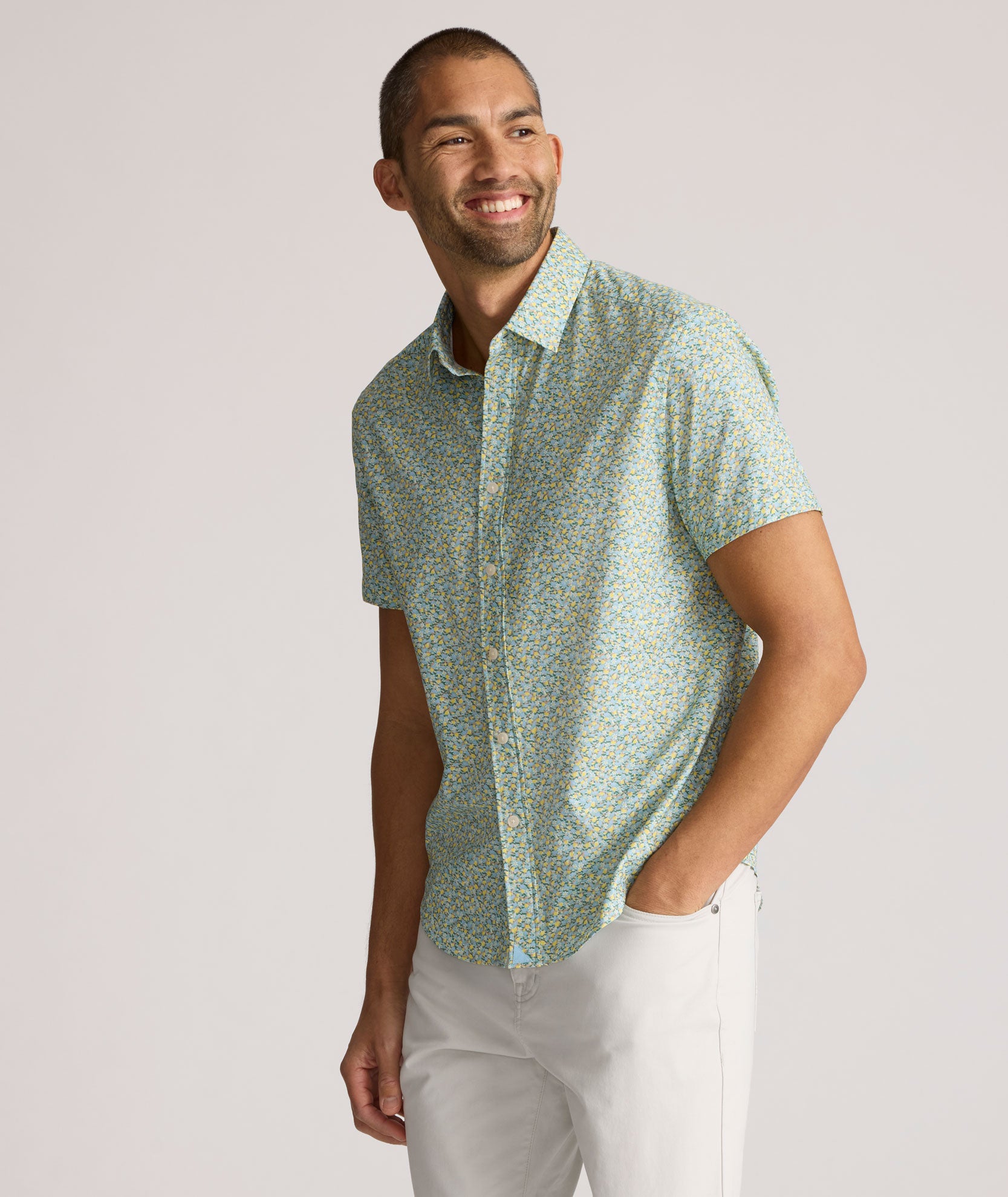 Tシャツ・カットソー TRILLION Washable boucle collar short sleeve knit LIGHT GREE YORKE-UNTUCKIT-42082Yel-