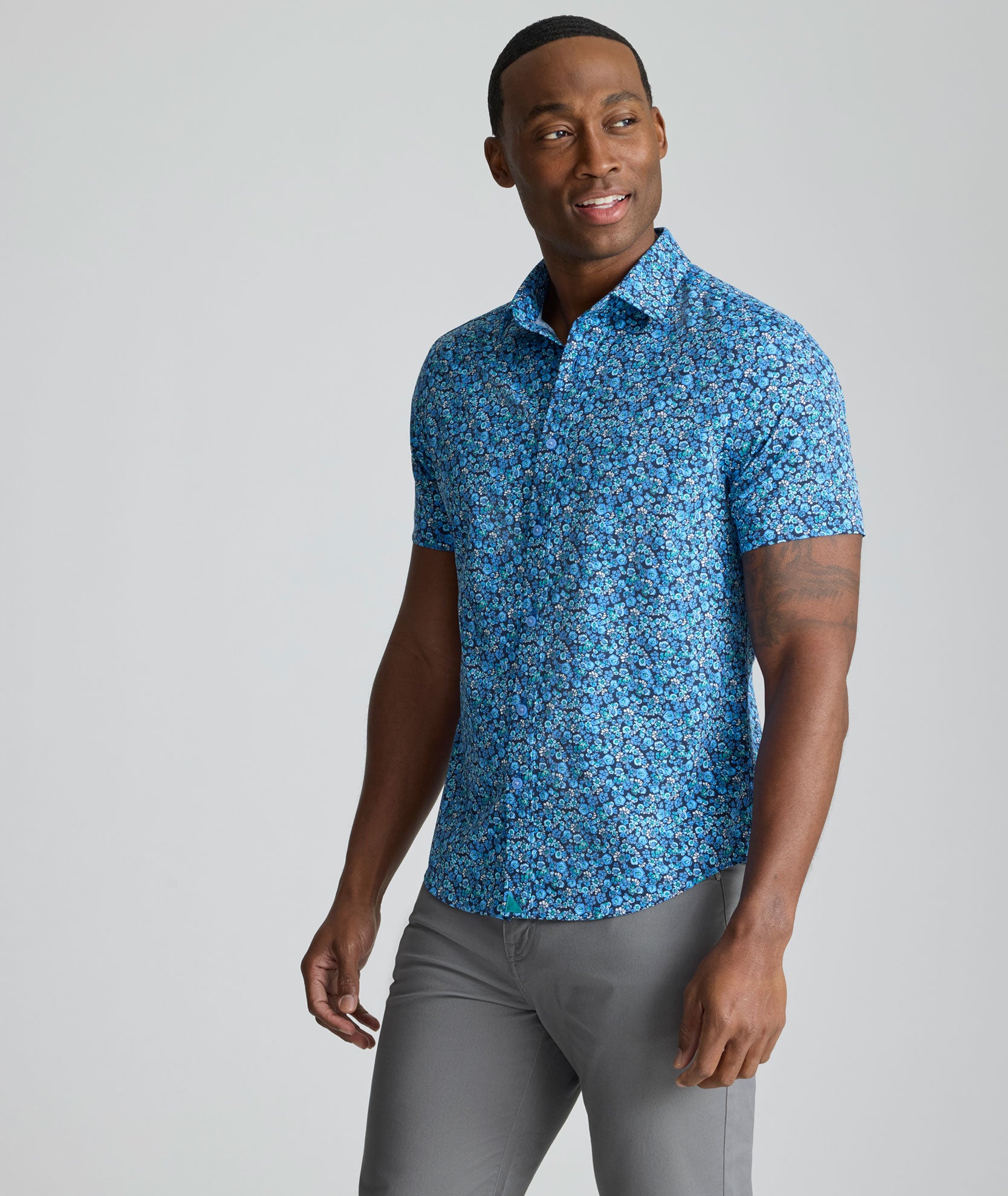 short sleeve microfiber dress shirt George Men's & Big Men's Microfiber Button Up Shirt with Short Sleeves,  Sizes S-3XL