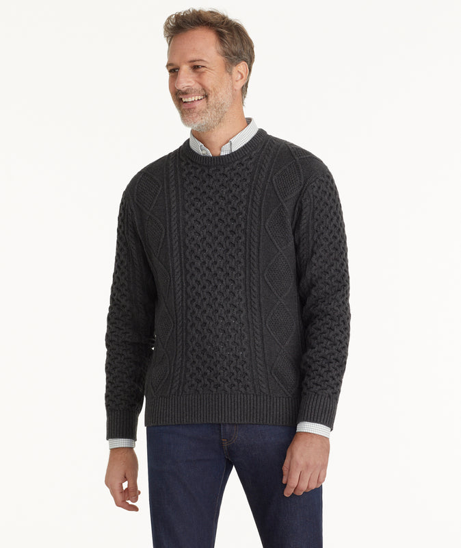 Cable Knit Crewneck Sweater Gray | UNTUCKit