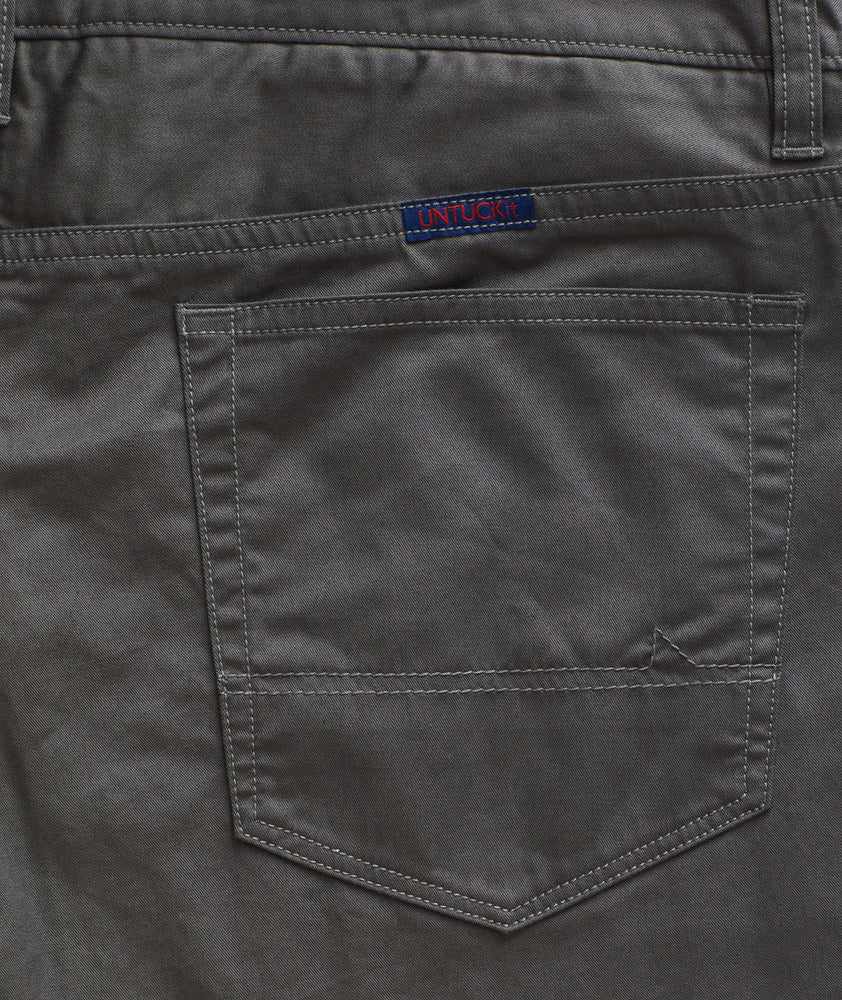 Model wearing a Dark Grey 5-Pocket Pants