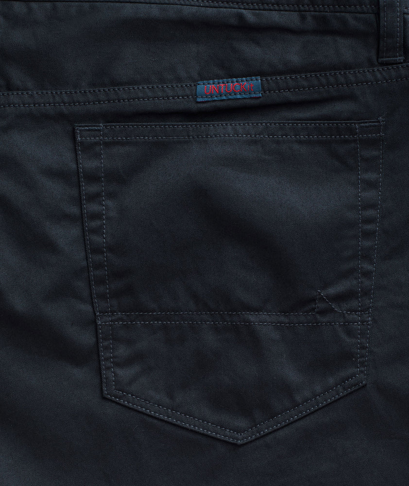Model wearing a Navy 5-Pocket Pants